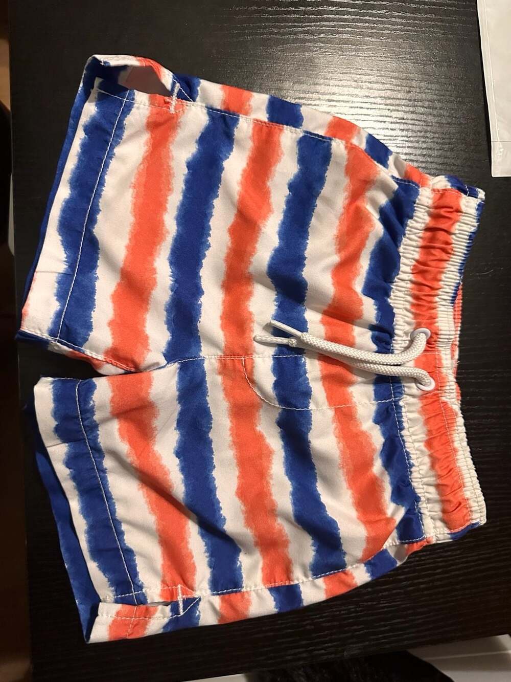 Place Sport Boys Blue and Orange Striped Swim Trunks